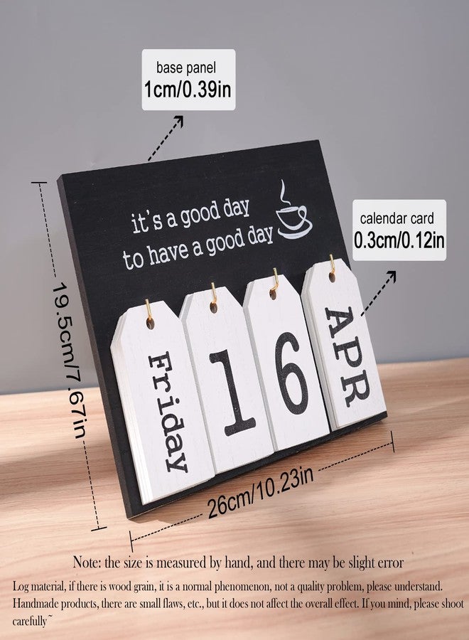 Notakia Perpetual Flip Calendar Wooden Desk Calendar - Vintage Date Blocks for Desk, with Month & Day Display, Wooden Block Calendar for Home Office Accessories (Flip Black) - Image 2